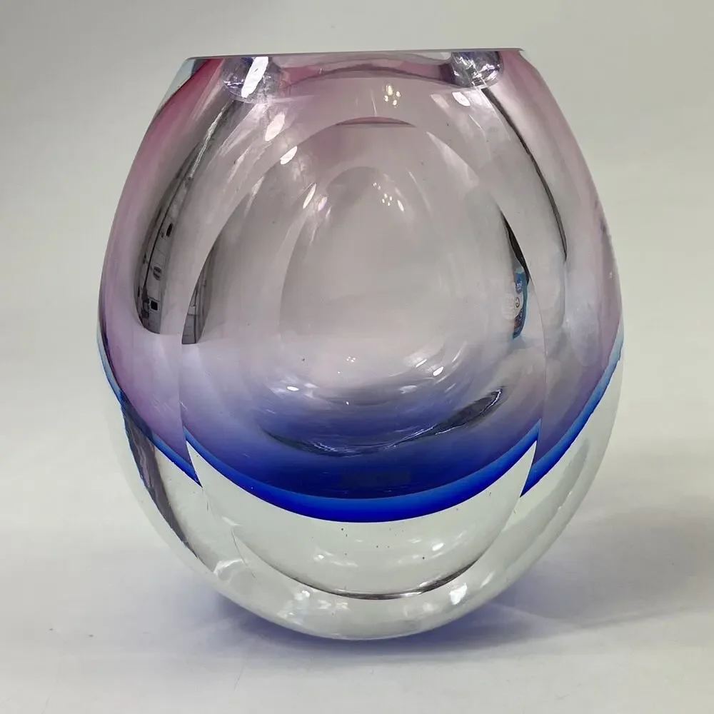 Vintage Murano Sommerso Vase Designed By Flavio Poli for Seguso Blue Pink Violet